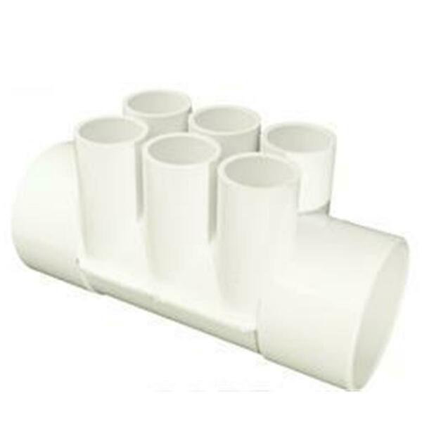 Waterway Plastics PVC Water Manifold 2 x 0.75 in. Slip Ports 6 WW6724270B